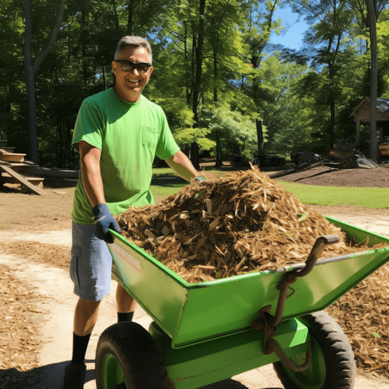 Arborist Transporting Hardwood Mulch